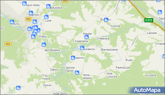 mapa Łukawica gmina Narol, Łukawica gmina Narol na mapie Targeo