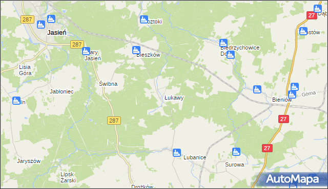 mapa Łukawy, Łukawy na mapie Targeo