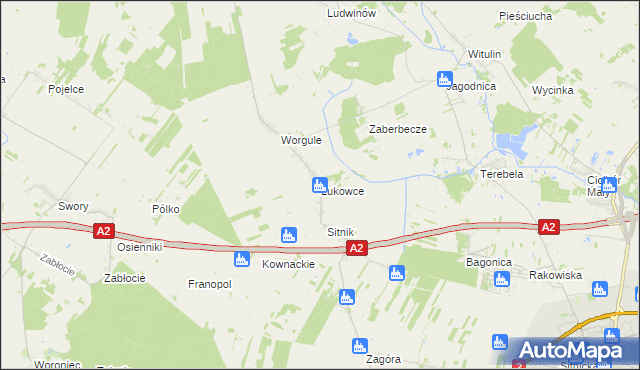 mapa Łukowce, Łukowce na mapie Targeo