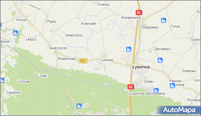 mapa Lulkowo gmina Łysomice, Lulkowo gmina Łysomice na mapie Targeo