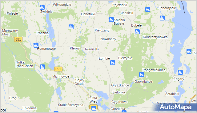 mapa Łumbie, Łumbie na mapie Targeo