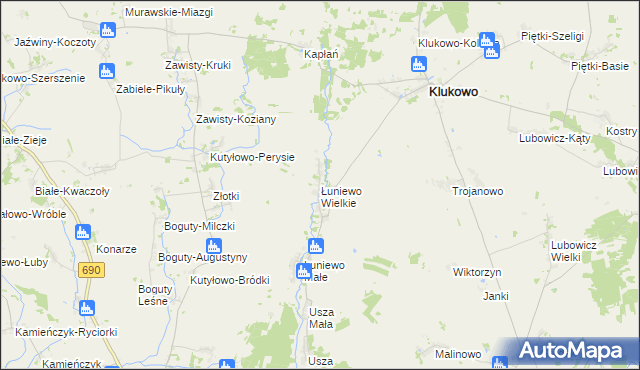 mapa Łuniewo Wielkie, Łuniewo Wielkie na mapie Targeo