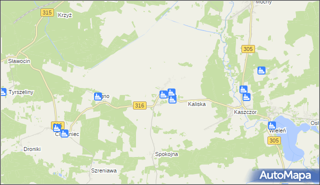 mapa Łupice gmina Sława, Łupice gmina Sława na mapie Targeo