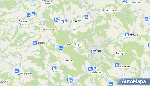 mapa Łupki gmina Wleń, Łupki gmina Wleń na mapie Targeo