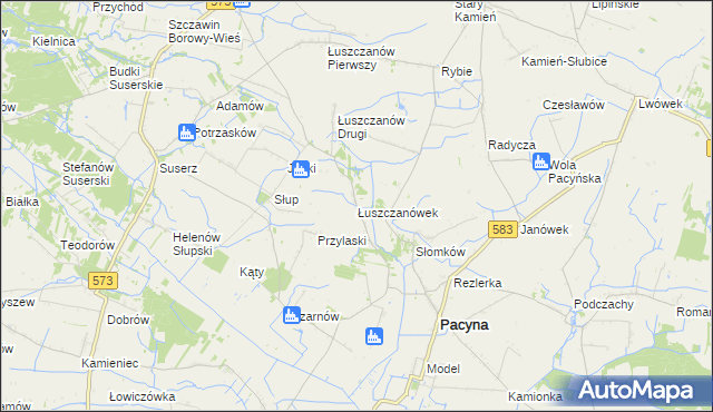 mapa Łuszczanówek, Łuszczanówek na mapie Targeo