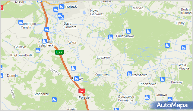 mapa Luszewo gmina Glinojeck, Luszewo gmina Glinojeck na mapie Targeo