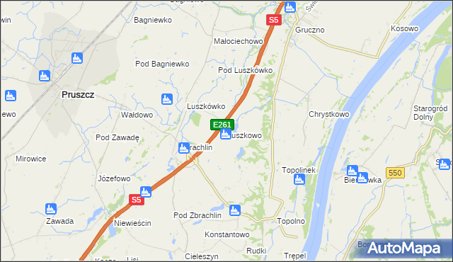 mapa Luszkowo, Luszkowo na mapie Targeo