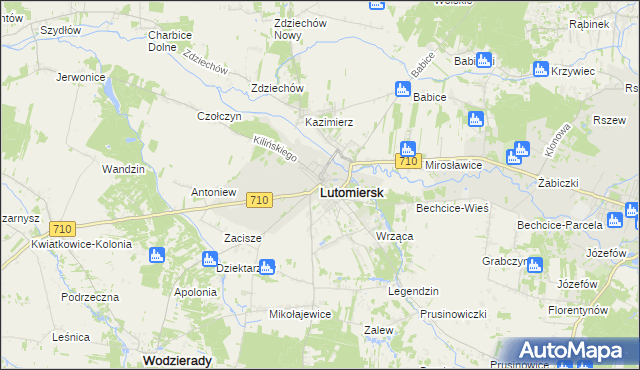 mapa Lutomiersk, Lutomiersk na mapie Targeo