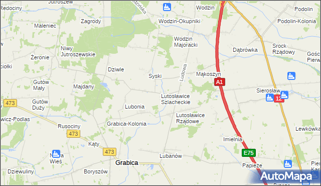 mapa Lutosławice Szlacheckie, Lutosławice Szlacheckie na mapie Targeo