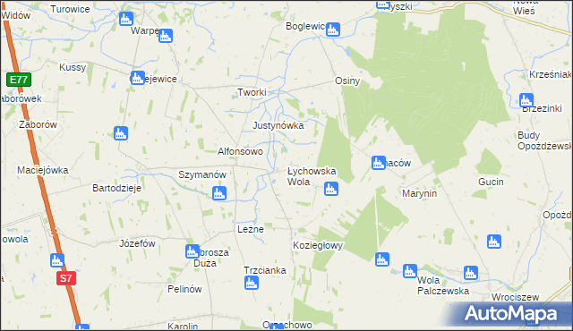 mapa Łychowska Wola, Łychowska Wola na mapie Targeo