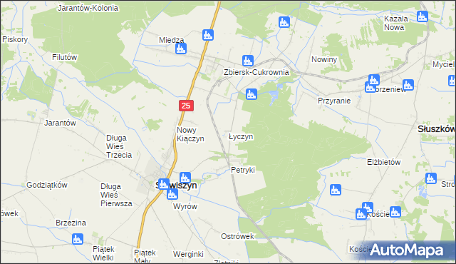 mapa Łyczyn gmina Stawiszyn, Łyczyn gmina Stawiszyn na mapie Targeo