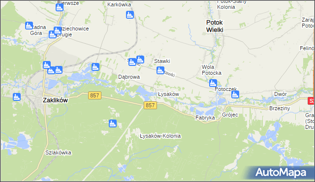 mapa Łysaków gmina Zaklików, Łysaków gmina Zaklików na mapie Targeo