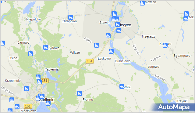 mapa Łyskowo gmina Pełczyce, Łyskowo gmina Pełczyce na mapie Targeo