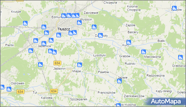 mapa Łysobyki, Łysobyki na mapie Targeo