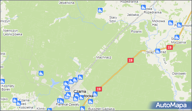 mapa Machnacz gmina Czarna Białostocka, Machnacz gmina Czarna Białostocka na mapie Targeo