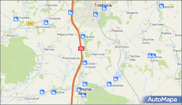 mapa Machnice, Machnice na mapie Targeo