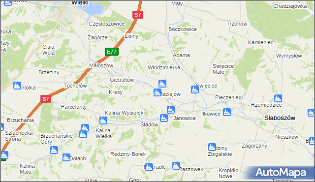 mapa Maciejów gmina Słaboszów, Maciejów gmina Słaboszów na mapie Targeo