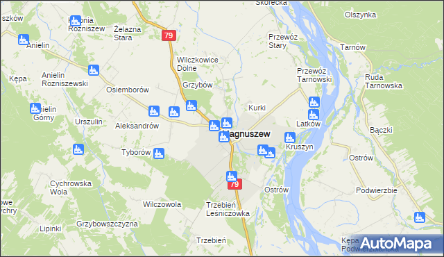 mapa Magnuszew, Magnuszew na mapie Targeo