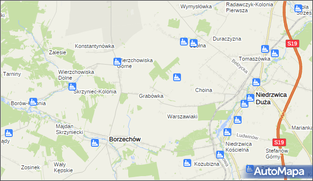 mapa Majdan Borzechowski, Majdan Borzechowski na mapie Targeo