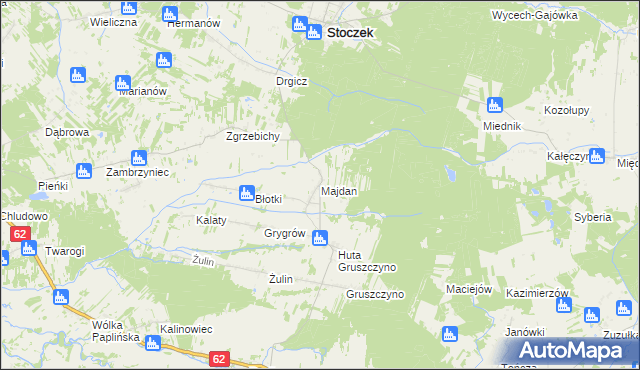 mapa Majdan gmina Stoczek, Majdan gmina Stoczek na mapie Targeo