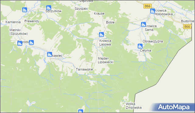 mapa Majdan Lipowiecki, Majdan Lipowiecki na mapie Targeo