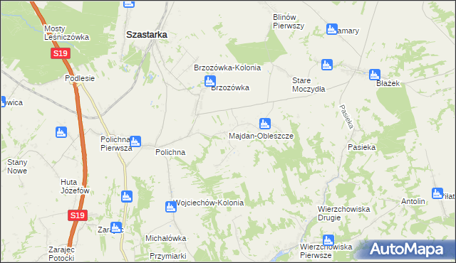 mapa Majdan-Obleszcze, Majdan-Obleszcze na mapie Targeo