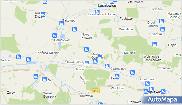 mapa Majdan Ostrowski, Majdan Ostrowski na mapie Targeo