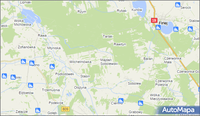 mapa Majdan Sobolewski, Majdan Sobolewski na mapie Targeo