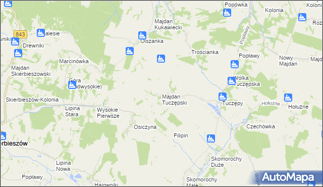 mapa Majdan Tuczępski, Majdan Tuczępski na mapie Targeo