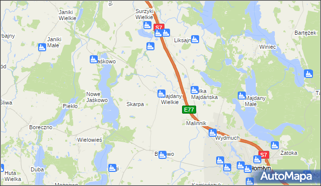 mapa Majdany Wielkie, Majdany Wielkie na mapie Targeo