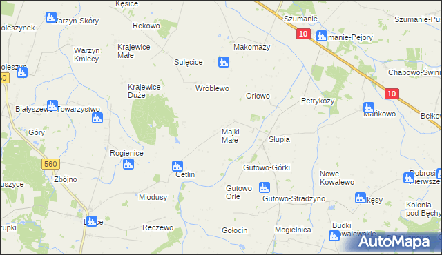 mapa Majki Małe, Majki Małe na mapie Targeo