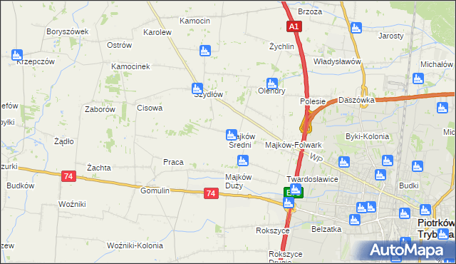 mapa Majków Średni, Majków Średni na mapie Targeo