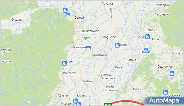 mapa Majkowice gmina Bochnia, Majkowice gmina Bochnia na mapie Targeo