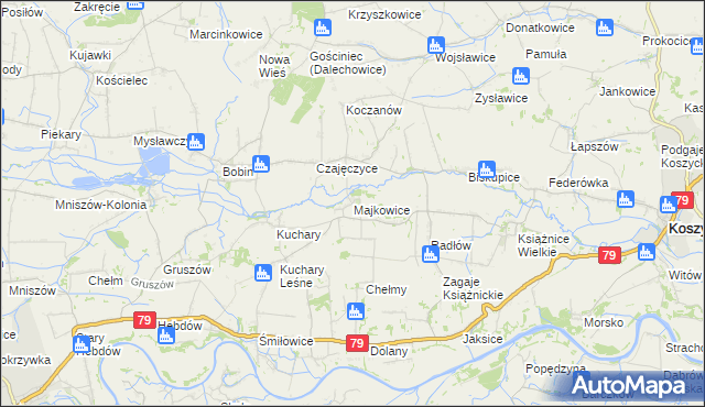 mapa Majkowice gmina Nowe Brzesko, Majkowice gmina Nowe Brzesko na mapie Targeo