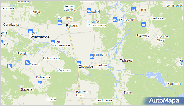 mapa Majkowice gmina Ręczno, Majkowice gmina Ręczno na mapie Targeo