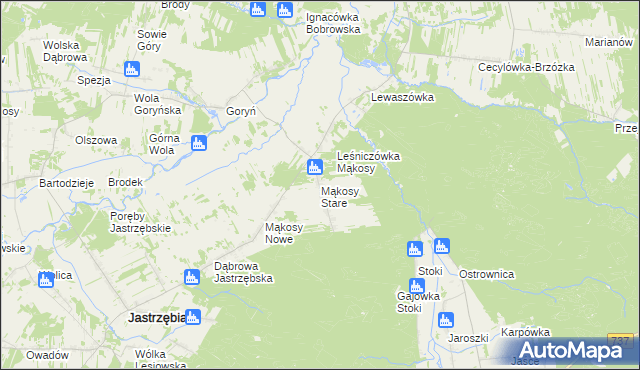 mapa Mąkosy Stare, Mąkosy Stare na mapie Targeo