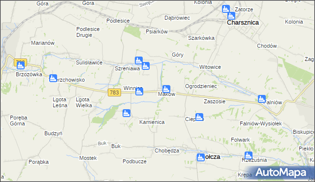 mapa Maków gmina Gołcza, Maków gmina Gołcza na mapie Targeo