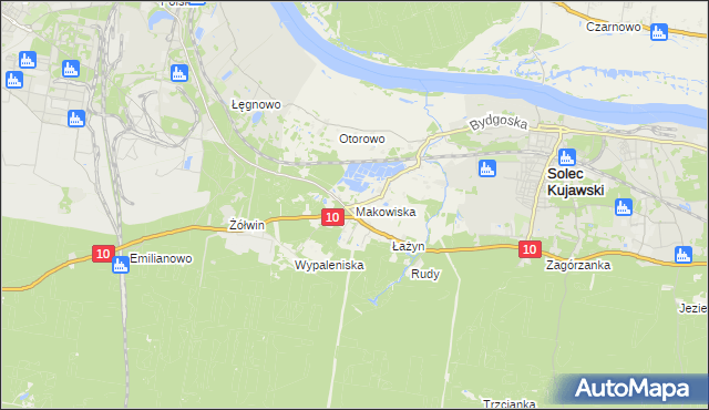 mapa Makowiska gmina Solec Kujawski, Makowiska gmina Solec Kujawski na mapie Targeo