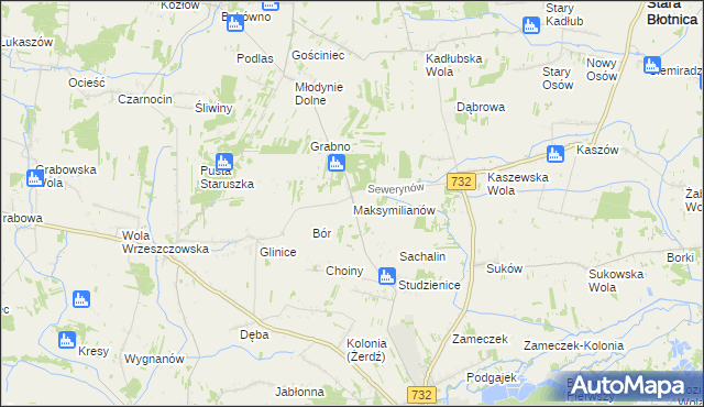 mapa Maksymilianów gmina Przytyk, Maksymilianów gmina Przytyk na mapie Targeo