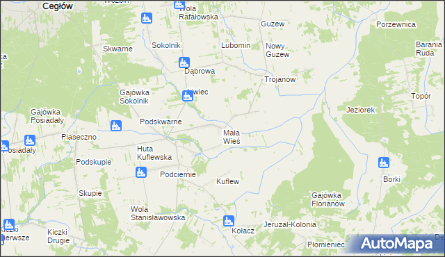 mapa Mała Wieś gmina Mrozy, Mała Wieś gmina Mrozy na mapie Targeo