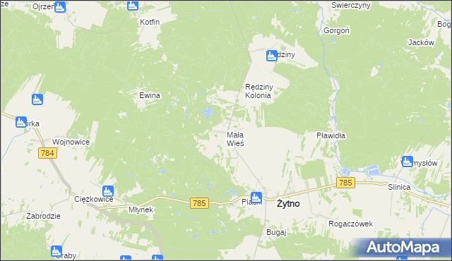 mapa Mała Wieś gmina Żytno, Mała Wieś gmina Żytno na mapie Targeo