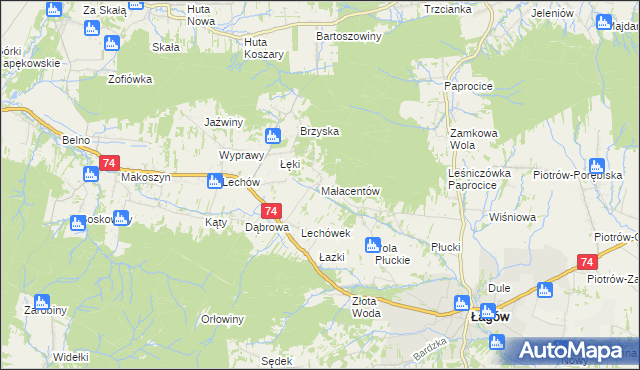 mapa Małacentów, Małacentów na mapie Targeo