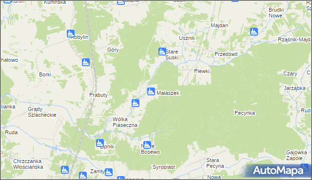 mapa Małaszek, Małaszek na mapie Targeo