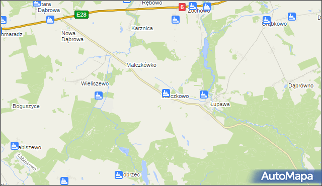 mapa Malczkowo, Malczkowo na mapie Targeo