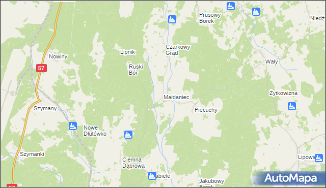 mapa Małdaniec, Małdaniec na mapie Targeo