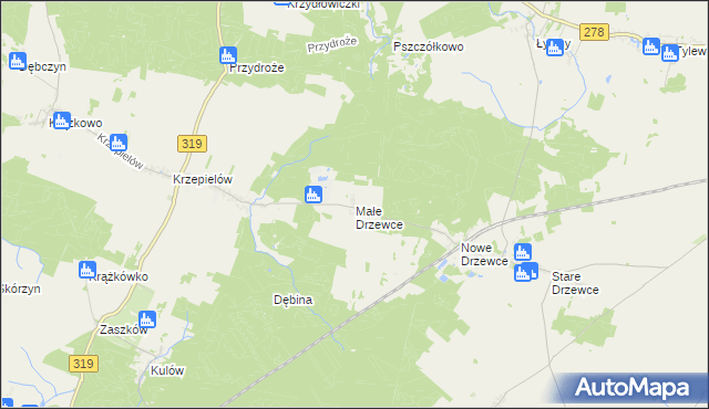 mapa Małe Drzewce, Małe Drzewce na mapie Targeo