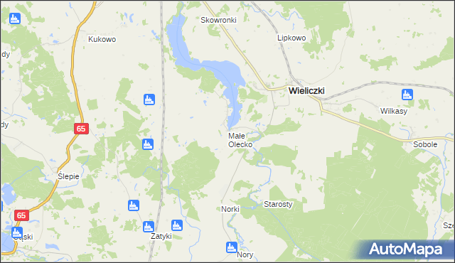 mapa Małe Olecko, Małe Olecko na mapie Targeo