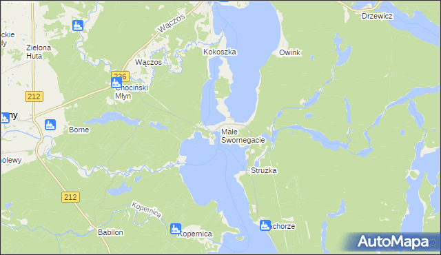 mapa Małe Swornegacie, Małe Swornegacie na mapie Targeo