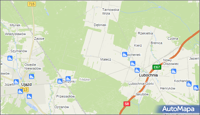 mapa Małecz, Małecz na mapie Targeo