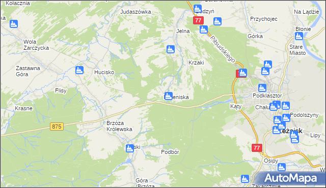 mapa Maleniska gmina Leżajsk, Maleniska gmina Leżajsk na mapie Targeo